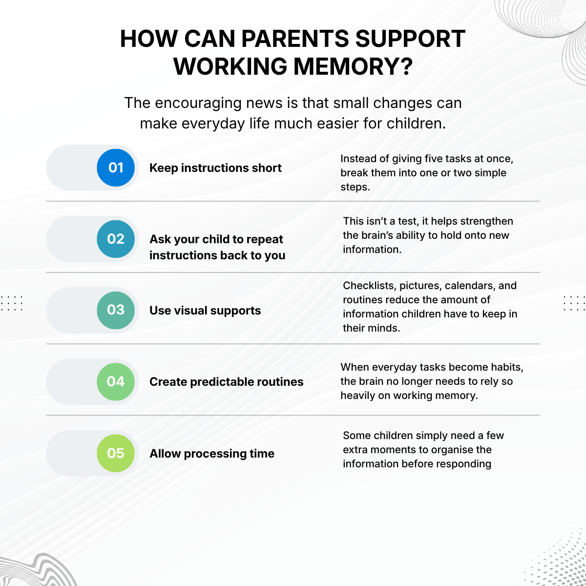 How can parents support working memory